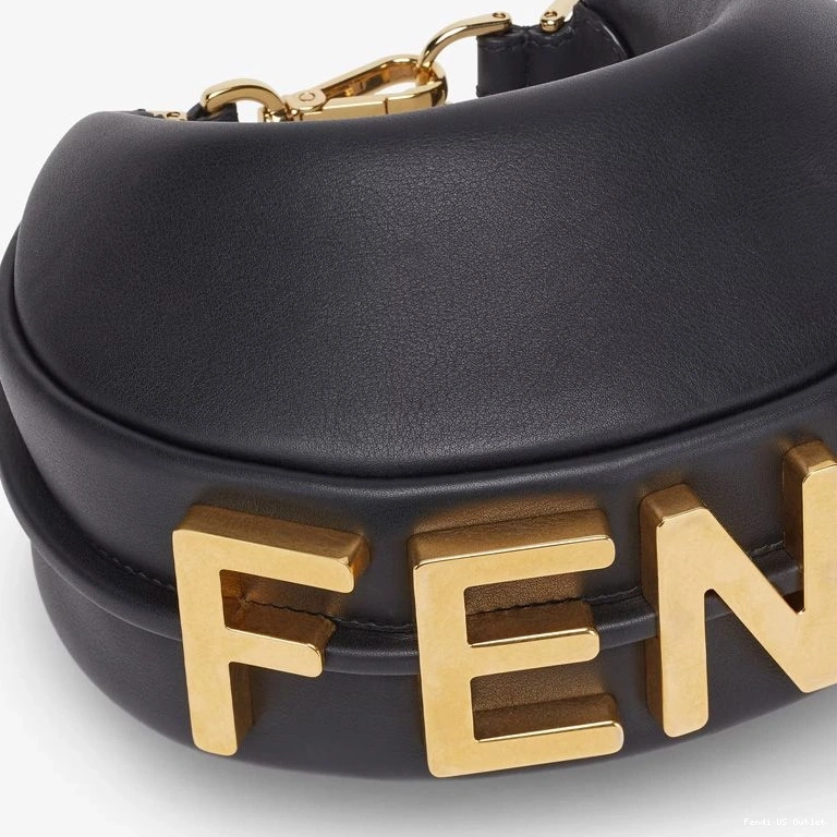 Cheap HOT Fendi Fendigraphy Leather Mini In Hobo Black Calf Bag 0720